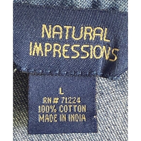 Patriotic Barn Coat Chore Denim Jacket Natural Impressions L Stars Stripes Large - Picture 4 of 6
